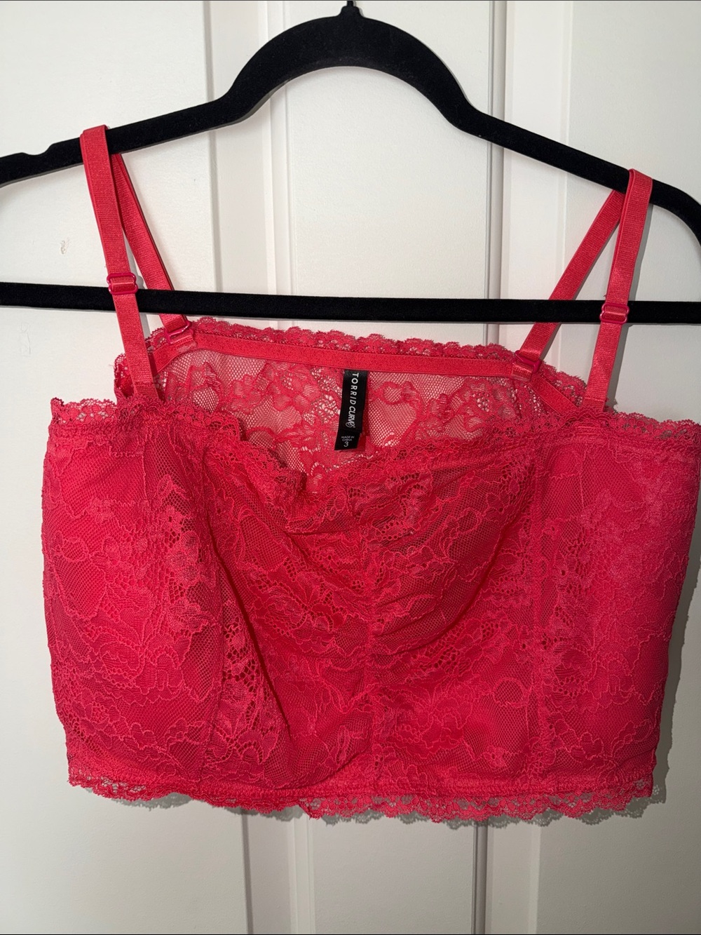 Lace Bustier Bralette in Bright Coral Pink